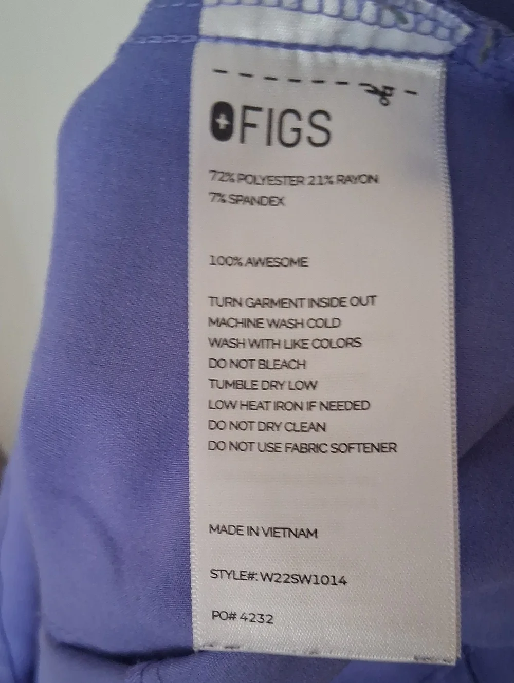 FIGS Womens Purple Scrub Top and Jogger Set